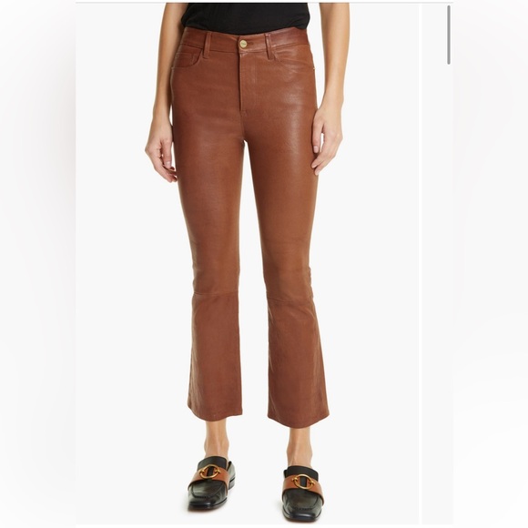 FRAME Le Crop Mini Boot Leather Pants, Size 30 - Picture 1 of 12